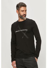 Armani Exchange - Longsleeve. Okazja: na co dzień. Kolor: czarny. Materiał: bawełna, dzianina. Wzór: nadruk. Styl: casual #5