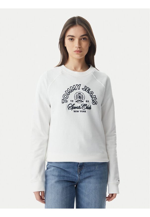 Tommy Jeans Bluza Heritage Logo DW0DW22821 Biały Regular Fit. Kolor: biały. Materiał: bawełna