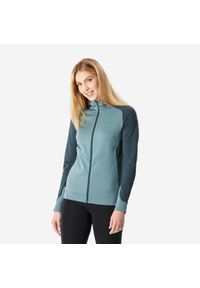 quechua - Polar turystyczny damski Quechua MH520 Light. Typ kołnierza: kołnierzyk stójkowy. Kolor: niebieski, zielony, wielokolorowy. Materiał: polar. Długość rękawa: długi rękaw. Długość: długie. Sport: turystyka piesza
