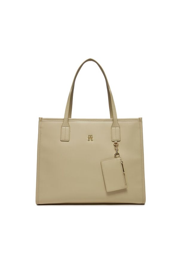 TOMMY HILFIGER - Tommy Hilfiger Torebka Th City Tote AW0AW15690 Biały. Kolor: biały. Materiał: skórzane