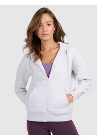 4f - 4F Bluza dresowa rozpinana z kapturem damska - szara XS. Okazja: na spacer, na co dzień. Typ kołnierza: kaptur. Kolor: szary. Materiał: dresówka. Styl: casual. Sport: turystyka piesza, fitness #1