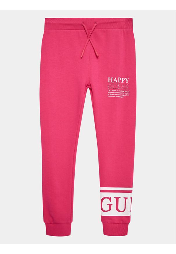 Guess Spodnie dresowe J3YQ11 KA6R4 Różowy Relaxed Fit. Kolor: różowy. Materiał: bawełna