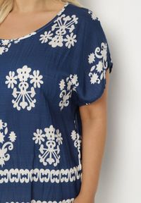 Born2be - Niebieska Bluzka z Wiskozy we Wzór w Stylu Boho Lunaseia. Okazja: na co dzień. Kolor: niebieski. Materiał: wiskoza. Styl: boho #6