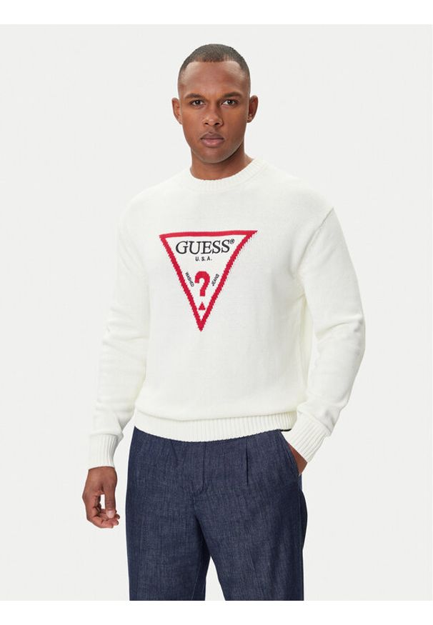 Guess Jeans Sweter M4BR32 Z3HM1 Écru Regular Fit. Materiał: bawełna