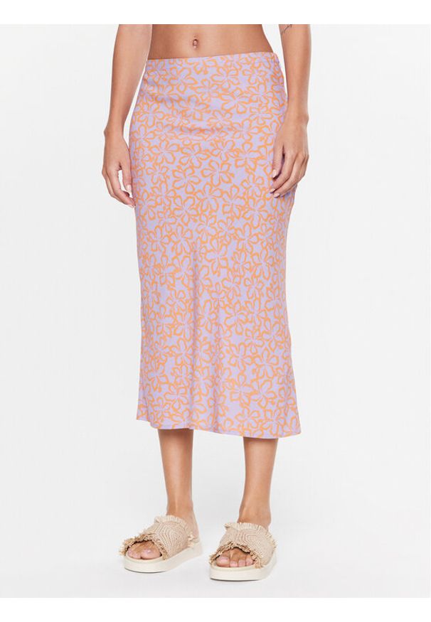Roxy Spódnica midi ERJWK03140 Różowy Regular Fit. Kolor: różowy. Materiał: wiskoza