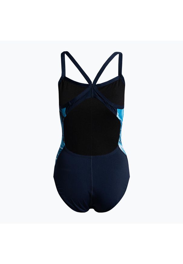 Strój pływacki jednoczęściowy damski Nike Multiple Print Racerback Splice One. Kolor: niebieski. Wzór: nadruk