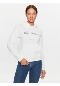 Calvin Klein Jeans Bluza J20J220254 Biały Regular Fit. Kolor: biały. Materiał: bawełna