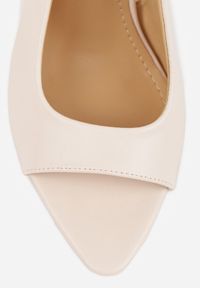 Renee - Beżowe Sandały Slingback VICES na Szpilce z Odkrytym Noskiem Blooma. Okazja: na co dzień, na ślub cywilny, na wesele. Zapięcie: pasek. Kolor: beżowy. Materiał: jeans. Obcas: na szpilce. Styl: casual #7