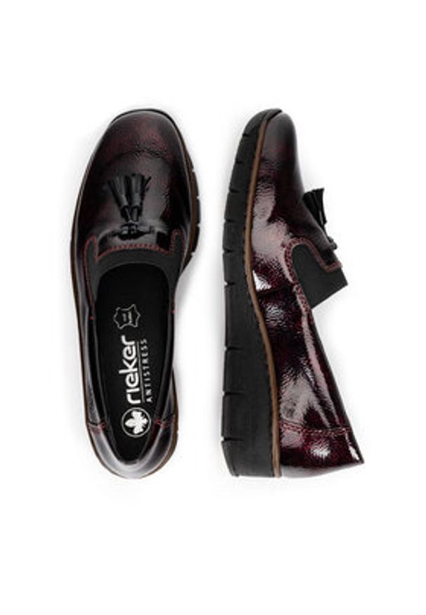 Rieker Półbuty 53751-35 Bordowy. Kolor: czerwony. Materiał: skóra