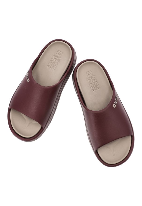 Big-Star - Klapki damskie Big Star, wodoodporne z tworzywa na platformie wsuwane na basen na wakacje, burgundowe, SS274425. Okazja: na spacer, na co dzień, do domu. Kolor: czerwony. Materiał: materiał. Sezon: lato. Obcas: na platformie. Styl: wakacyjny