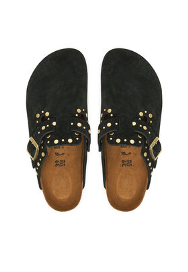 Birkenstock Klapki Boston Rivet 1030491 Czarny. Kolor: czarny. Materiał: skóra, zamsz