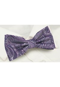 Mucha Męska z Poszetką - Alties - Fioletowa z Orientalnym Wzorem. Kolor: fioletowy. Styl: sportowy, elegancki