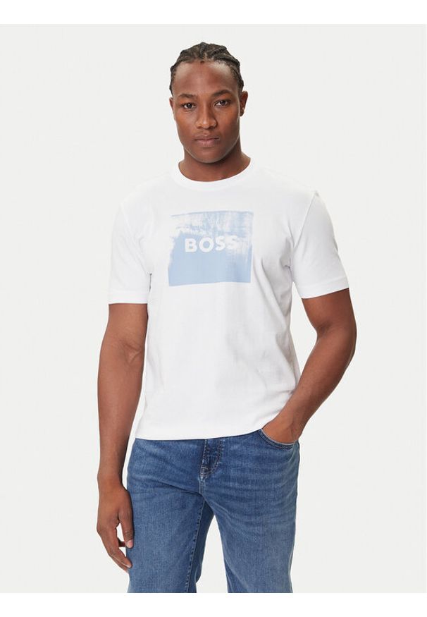 BOSS T-Shirt Te_Wheel 50546381 Biały Regular Fit. Kolor: biały. Materiał: bawełna