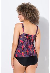 ULLA POPKEN - Damskie Tankini papugi miękkie miseczki ozdobna kokarda z recyklingu. Kolekcja: plus size. Kolor: czarny. Materiał: elastan, poliamid, materiał