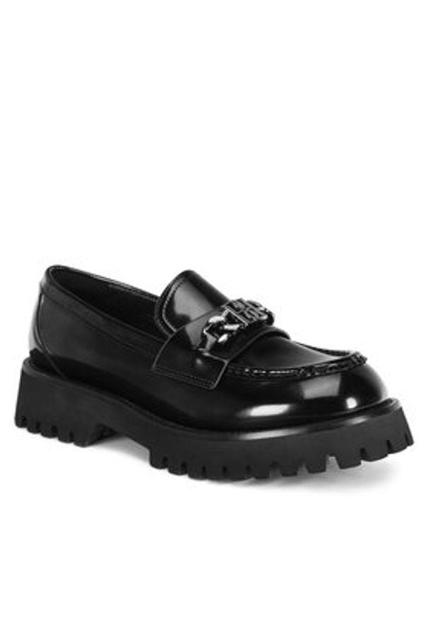 Badura Loafersy LINDA-WGA3313-1Z Czarny. Kolor: czarny. Materiał: lakier, skóra