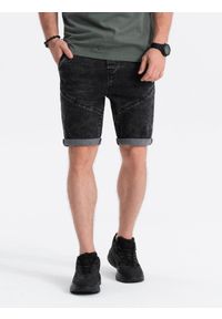Ombre Clothing - Krótkie spodenki męskie jeansowe - czarne V2. Kolor: czarny. Materiał: jeans. Długość: krótkie #6