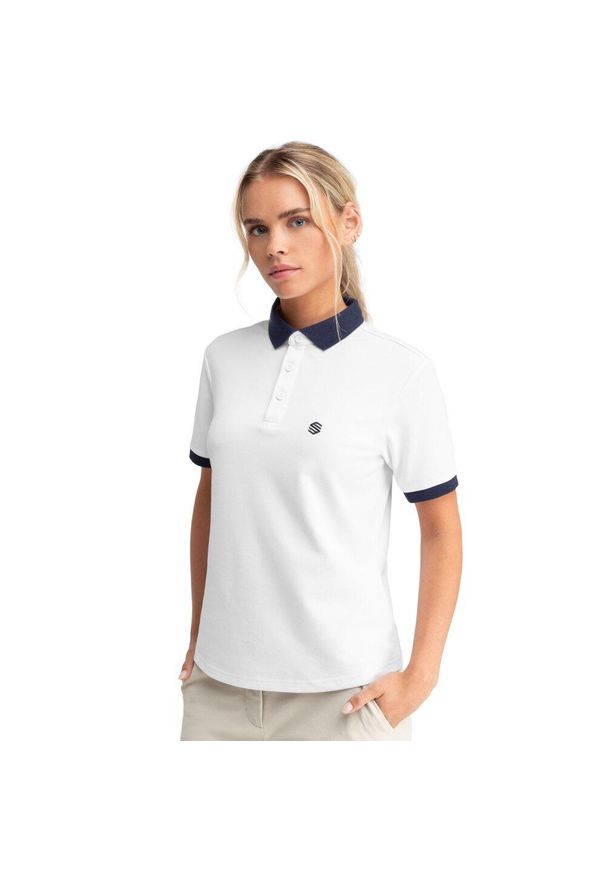 SIROKO - Koszulka golfowa polo Pique Valderrama. Typ kołnierza: polo. Kolor: biały. Materiał: prążkowany, tkanina. Długość rękawa: krótki rękaw. Długość: krótkie. Styl: sportowy