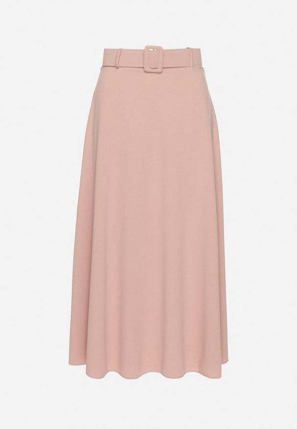 Born2be - Różowa Gładka Spódnica Maxi z Gumką w Pasie i Klamrą Orirsa. Kolor: różowy. Wzór: gładki. Styl: elegancki