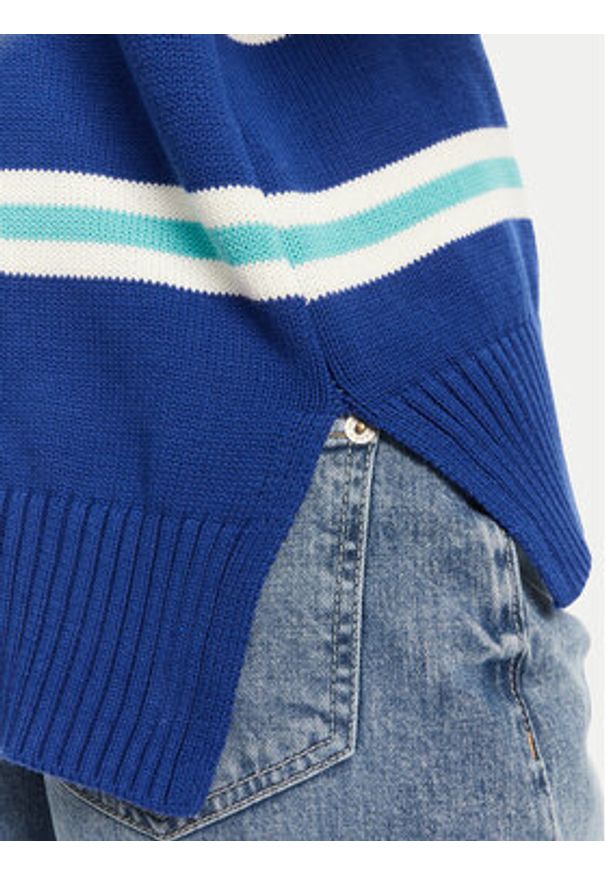 Guess Jeans Sweter W4BR09 Z3HM1 Niebieski Regular Fit. Kolor: niebieski. Materiał: bawełna