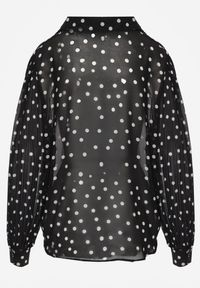 Born2be - Czarna Bawełniano-Wiskozowa Koszula w Groszki z Plisowanymi Rękawami Ronan. Okazja: na co dzień, na spotkanie biznesowe, do pracy. Kolor: czarny. Materiał: wiskoza, bawełna. Wzór: grochy. Styl: casual, biznesowy, klasyczny #7