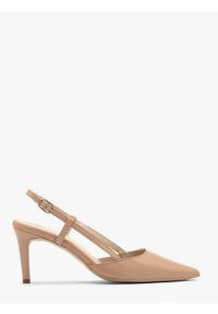Ryłko - Beżowe czółenka typu slingback. Zapięcie: pasek. Kolor: beżowy. Materiał: skóra. Obcas: na obcasie. Styl: street. Wysokość obcasa: średni