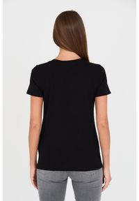 Guess - GUESS Czarny damski t-shirt bawełniany z printem, Rozmiar M. Kolor: czarny. Materiał: bawełna. Wzór: nadruk #3
