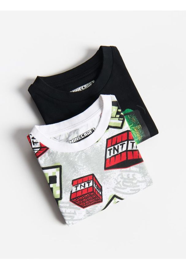 Reserved - Bawełniany t-shirt Minecraft 2 pack - biały. Kolor: biały. Materiał: bawełna
