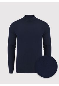 Pako Lorente - PAKO LORENTE – Granatowy gładki półgolf męski. Kolor: niebieski, czarny. Materiał: nylon, wiskoza. Wzór: gładki. Sezon: jesień #5