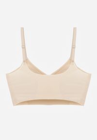 Born2be - Beżowy Bezszwowy Biustonosz Bez Fiszbin z Elastycznego Materiału Edalith. Kolor: beżowy. Materiał: materiał #2