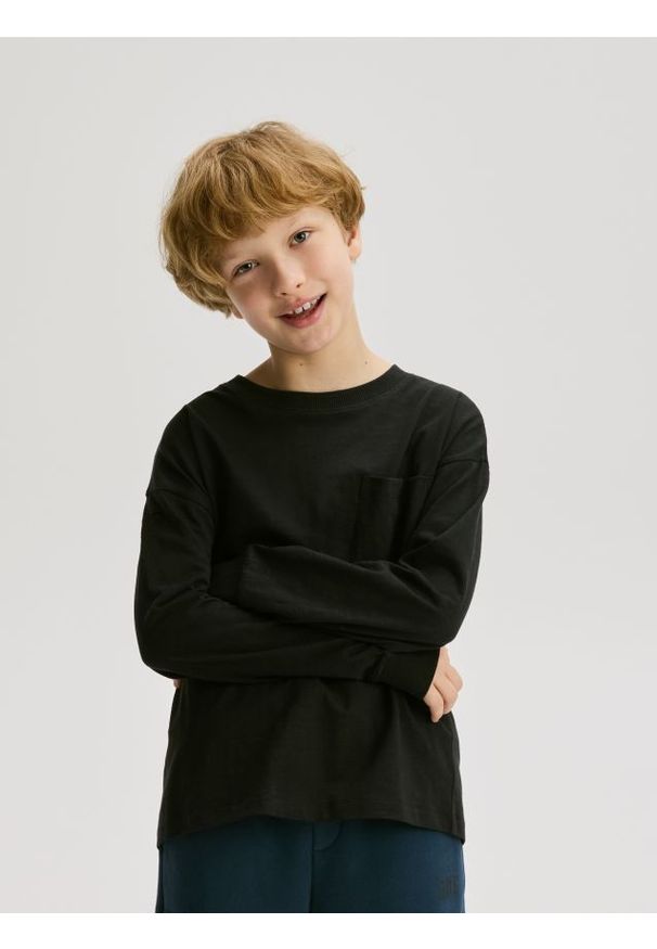 Reserved - Bawełniany longsleeve 3 pack - ciemnoszary. Kolor: szary. Materiał: bawełna. Długość rękawa: długi rękaw