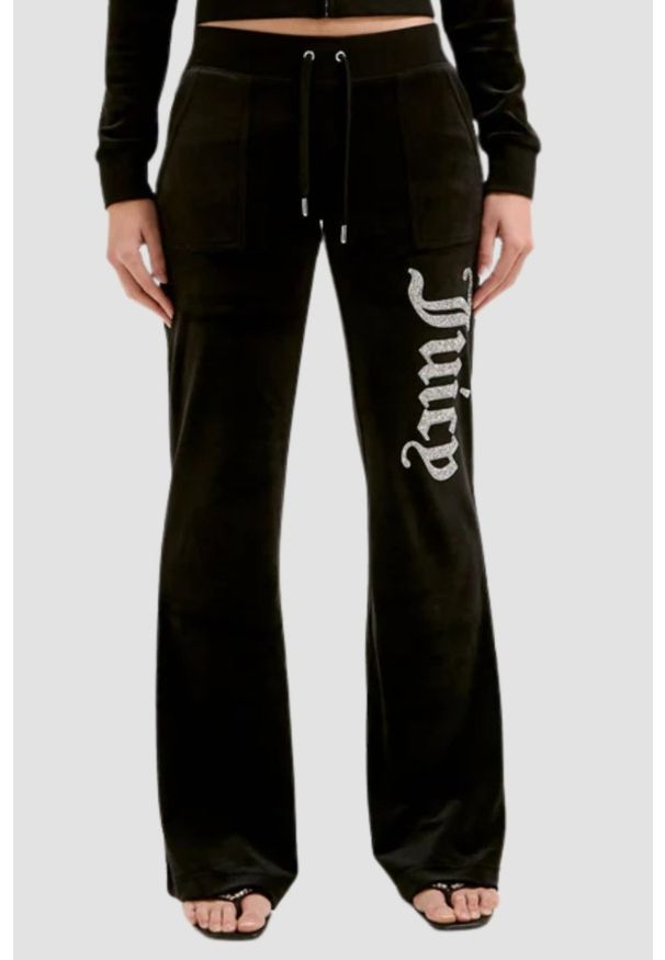 Juicy Couture - JUICY COUTURE Czarne damskie spodnie dresowe Layla Caviar Trackpant, Rozmiar XS. Kolor: czarny. Materiał: dresówka