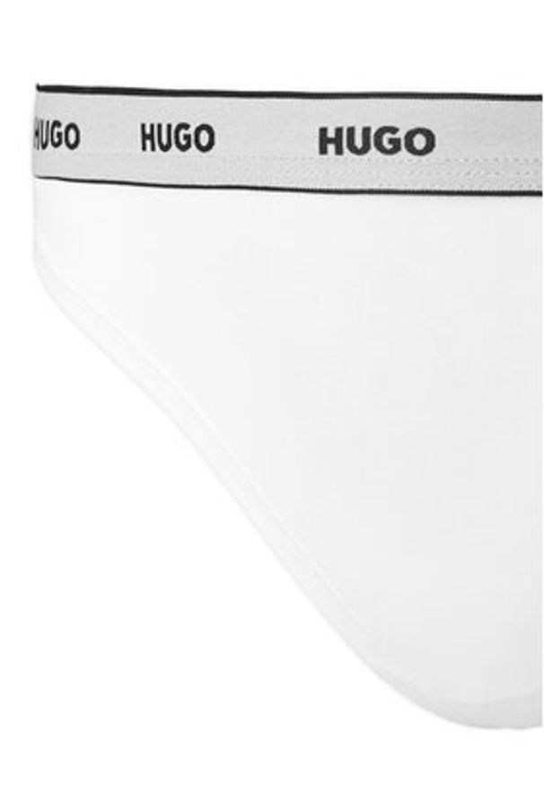 Hugo - HUGO Komplet 3 par stringów Triplet Thong Stripe 50545680 Biały. Kolor: biały. Materiał: bawełna