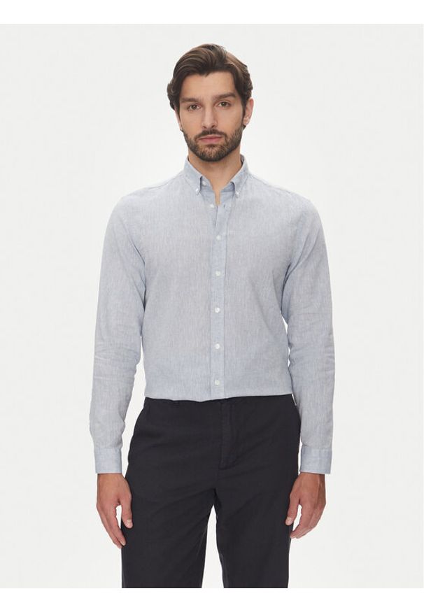 Lindbergh Koszula 30-203344B Błękitny Relaxed Fit. Kolor: niebieski. Materiał: bawełna