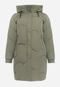Born2be - Zielona Pikowana Kurtka z Kapturem Fariana. Typ kołnierza: kaptur. Kolor: zielony #3