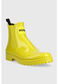 Hugo - HUGO kalosze Tabita Rain Bootie 50475480.735 damskie kolor zielony. Nosek buta: okrągły. Kolor: zielony. Materiał: guma #5