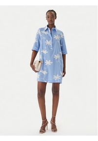 LOLA CASADEMUNT Sukienka koszulowa LS2616135 Niebieski Relaxed Fit. Kolor: niebieski. Materiał: bawełna. Typ sukienki: koszulowe #3