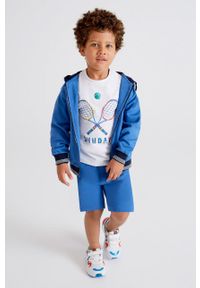 Mayoral bluza dziecięca z kapturem z nadrukiem. Okazja: na co dzień. Typ kołnierza: kaptur. Kolor: niebieski. Wzór: nadruk. Styl: casual #4