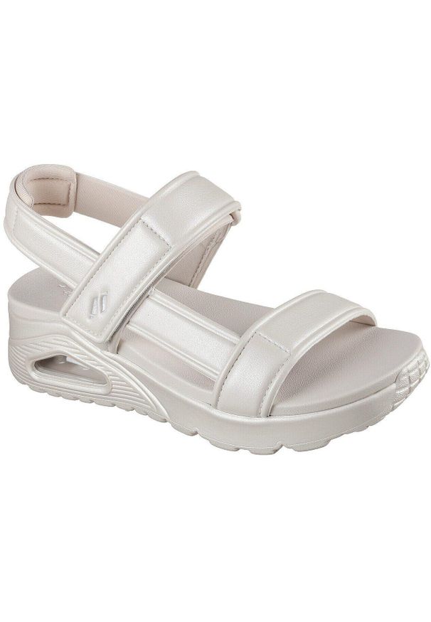 skechers - Sandały Skechers Uno-basically Pretty, Kobiety. Okazja: na co dzień. Kolor: biały. Materiał: skóra ekologiczna, materiał