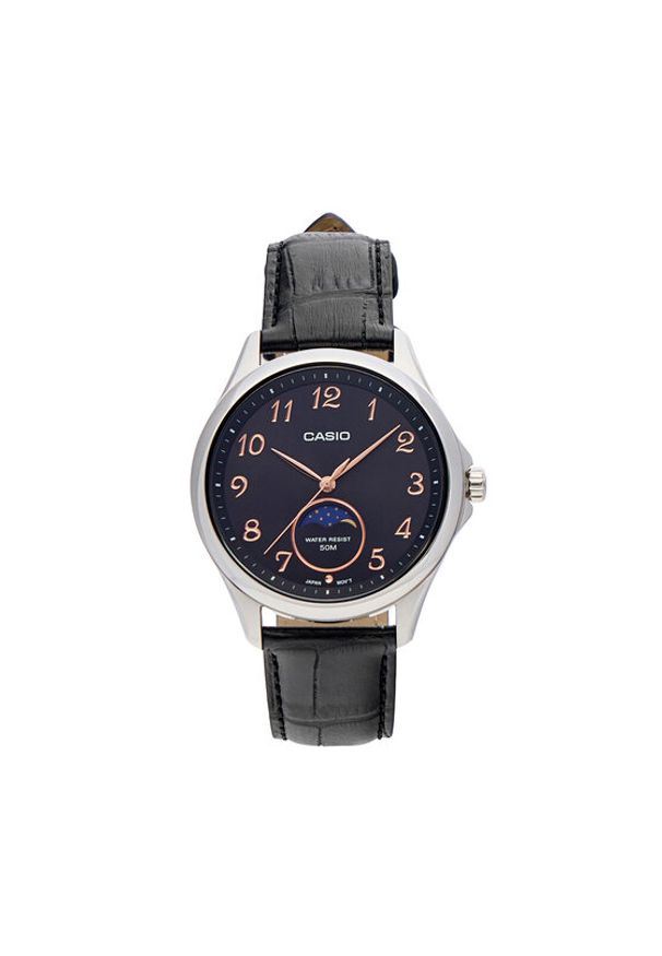 Casio Zegarek MTP-M110L-1AVER Czarny. Kolor: czarny. Materiał: skóra