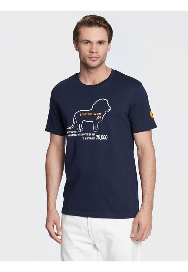 Save The Duck T-Shirt DT1008M PESY15 Granatowy Regular Fit. Kolor: niebieski. Materiał: bawełna