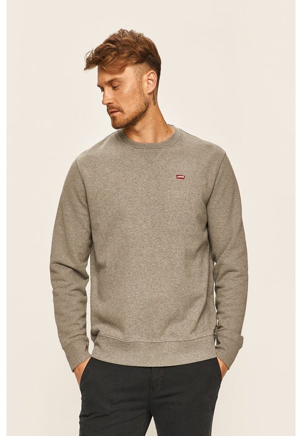 Levi's® - Levi's - Bluza. Okazja: na co dzień, na spotkanie biznesowe. Kolor: szary. Materiał: dzianina. Wzór: aplikacja, gładki. Styl: casual, biznesowy