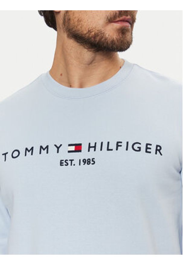 TOMMY HILFIGER - Tommy Hilfiger Bluza Logo MW0MW11596 Błękitny Regular Fit. Kolor: niebieski. Materiał: bawełna, syntetyk