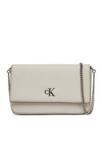 Calvin Klein Jeans Torebka Minimal Monogram Ew Flap Ph/Cb19 LV04K1027G Beżowy. Kolor: beżowy. Materiał: skórzane