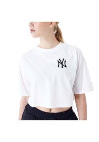 New Era - Nowa Koszulka Mlb Le Crop Tee Neyyan Whiblk Damskie. Kolor: biały. Materiał: bawełna