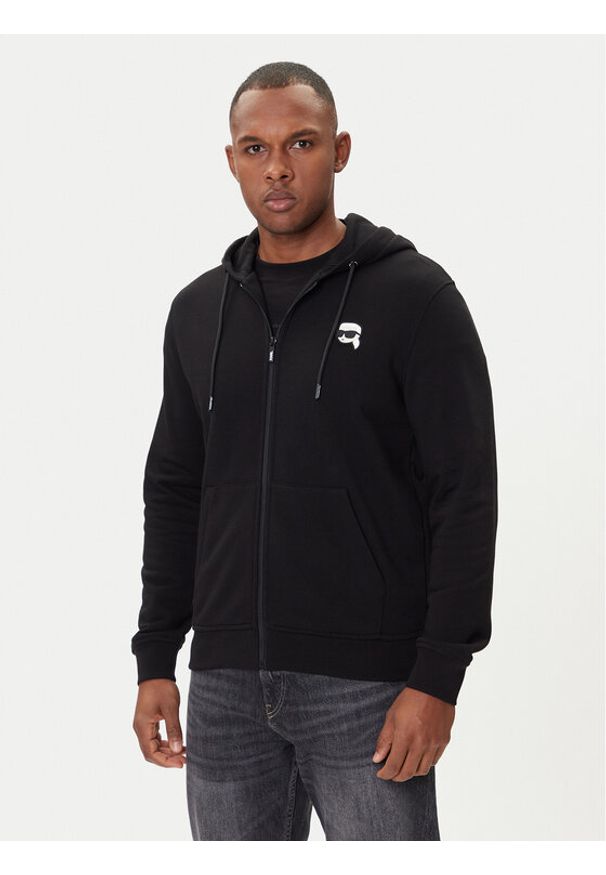 Karl Lagerfeld - KARL LAGERFELD Bluza 705045 554910 Czarny Regular Fit. Typ kołnierza: dekolt w karo. Kolor: czarny. Materiał: bawełna
