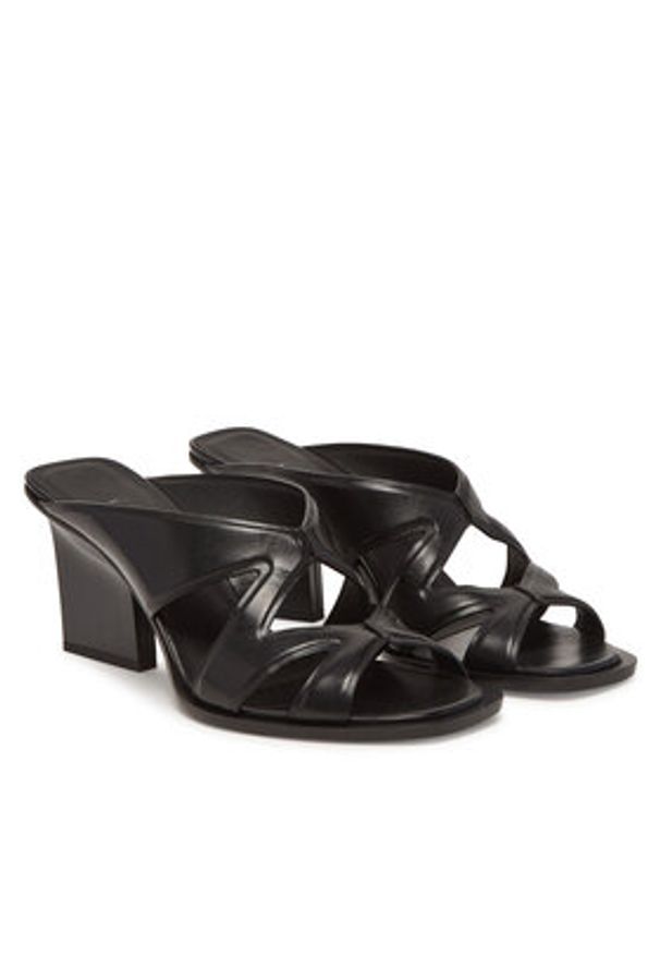 Max Mara Klapki Doublewedge 2514521112600 Czarny. Kolor: czarny. Materiał: skóra