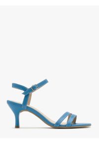 Ryłko - Niebieskie sandały na lakierowanej szpilce GWEN. Kolor: niebieski. Materiał: skóra. Obcas: na obcasie. Wysokość obcasa: średni #1