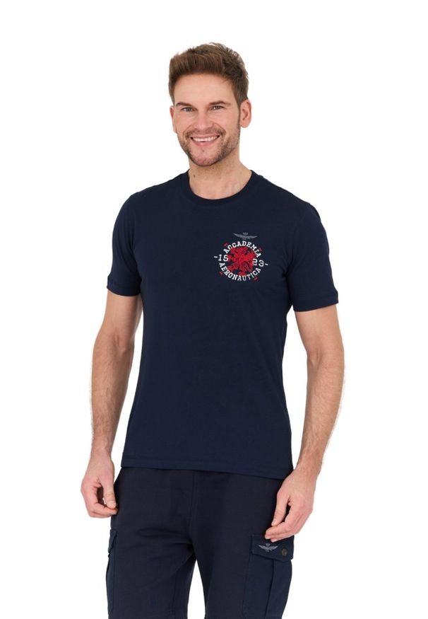 Aeronautica Militare - AERONAUTICA MILITARE Granatowy t-shirt M.C.. Kolor: niebieski