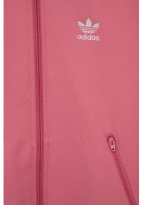adidas Originals Bluza bawełniana dziecięca H34591 kolor różowy z aplikacją. Okazja: na plażę, na co dzień. Kolor: różowy. Materiał: bawełna. Długość rękawa: raglanowy rękaw. Wzór: aplikacja. Styl: casual