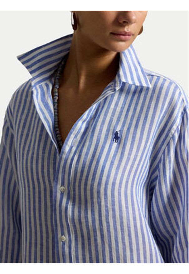 Polo Ralph Lauren Koszula 211935130503 Niebieski jasny Relaxed Fit. Typ kołnierza: polo. Kolor: niebieski. Materiał: len